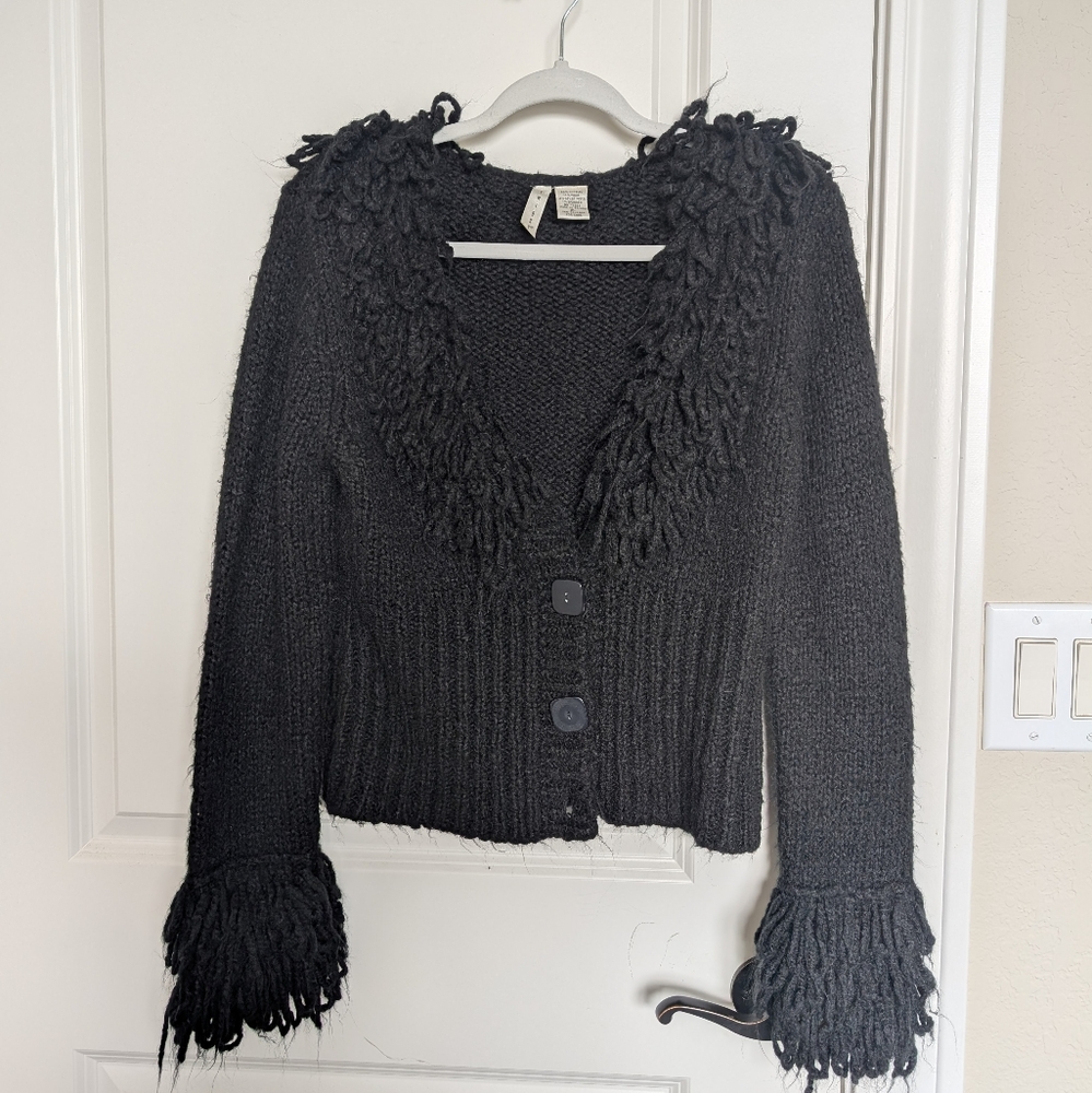 Y2K Black Fringe Sweater